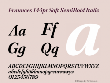 Fraunces 144pt Soft SemiBold Italic Version 1.000;[b76b70a41]图片样张