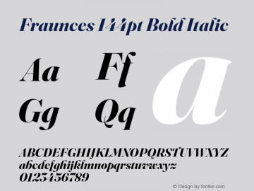 Fraunces 144pt Bold Italic Version 1.000;[b76b70a41]图片样张