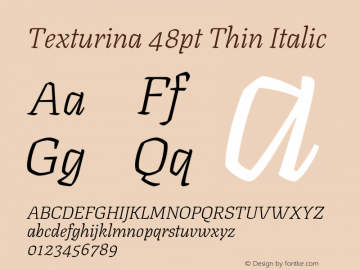 Texturina 48pt Thin Italic Version 1.002图片样张
