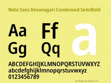 Noto Sans Devanagari Condensed SemiBold Version 2.003图片样张