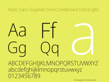 Noto Sans Gujarati SemiCondensed ExtraLight Version 2.102图片样张