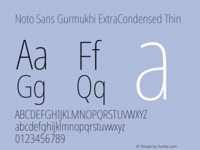 Noto Sans Gurmukhi ExtraCondensed Thin Version 2.003图片样张