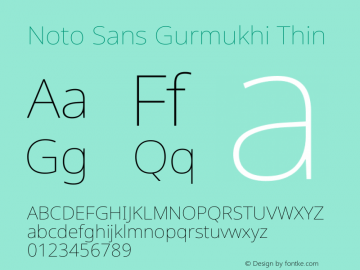 Noto Sans Gurmukhi Thin Version 2.003图片样张