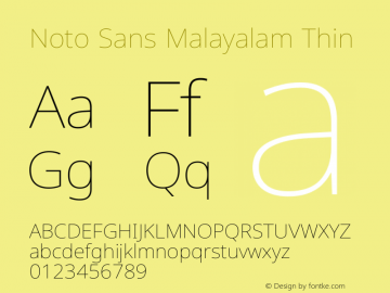 Noto Sans Malayalam Thin Version 2.103图片样张