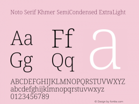 Noto Serif Khmer SemiCondensed ExtraLight Version 2.003图片样张