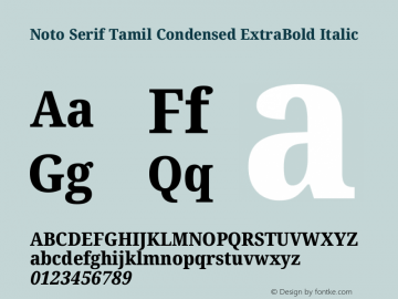 Noto Serif Tamil Condensed ExtraBold Italic Version 2.003图片样张