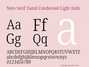 Noto Serif Tamil Condensed Light Italic Version 2.003图片样张
