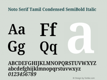 Noto Serif Tamil Condensed SemiBold Italic Version 2.003图片样张