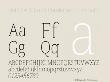 Noto Serif Tamil Condensed Thin Italic Version 2.003图片样张