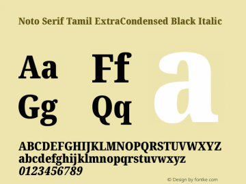 Noto Serif Tamil ExtraCondensed Black Italic Version 2.003图片样张
