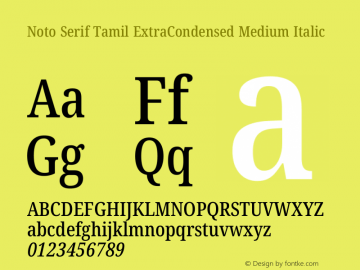 Noto Serif Tamil ExtraCondensed Medium Italic Version 2.003图片样张