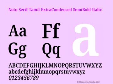 Noto Serif Tamil ExtraCondensed SemiBold Italic Version 2.003图片样张