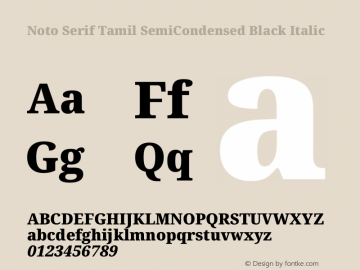 Noto Serif Tamil SemiCondensed Black Italic Version 2.003图片样张