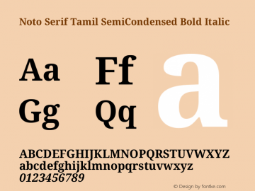Noto Serif Tamil SemiCondensed Bold Italic Version 2.003图片样张