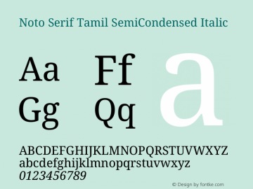 Noto Serif Tamil SemiCondensed Italic Version 2.003图片样张