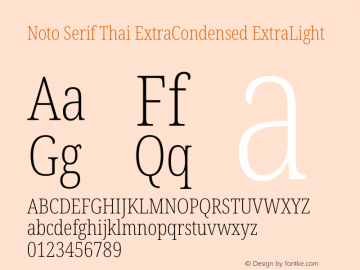 Noto Serif Thai ExtraCondensed ExtraLight Version 2.001图片样张