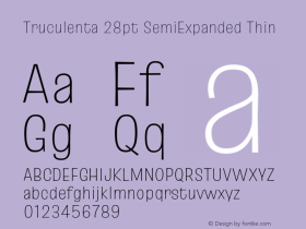 Truculenta 28pt SemiExpanded Thin Version 1.002图片样张