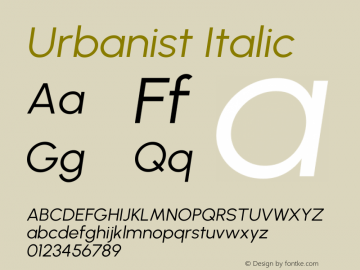 Urbanist Italic Version 1.303图片样张