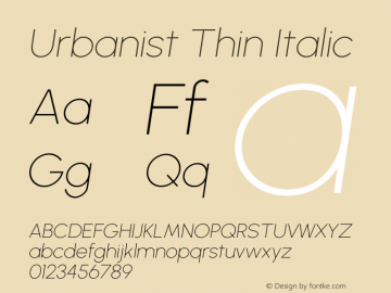 Urbanist Thin Italic Version 1.303图片样张