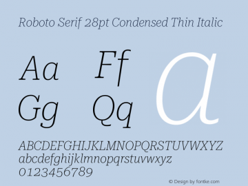 Roboto Serif 28pt Condensed Thin Italic Version 1.007图片样张