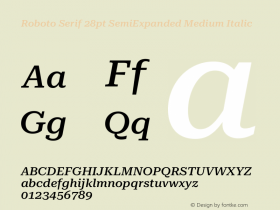 Roboto Serif 28pt SemiExpanded Medium Italic Version 1.007图片样张