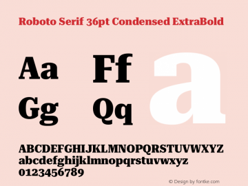 Roboto Serif 36pt Condensed ExtraBold Version 1.007图片样张