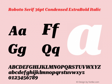 Roboto Serif 36pt Condensed ExtraBold Italic Version 1.007图片样张