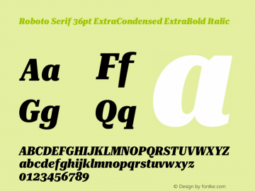 Roboto Serif 36pt ExtraCondensed ExtraBold Italic Version 1.007图片样张