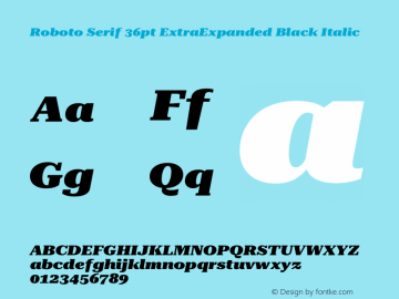 Roboto Serif 36pt ExtraExpanded Black Italic Version 1.007图片样张