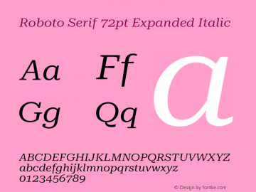 Roboto Serif 72pt Expanded Italic Version 1.007图片样张