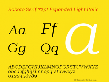 Roboto Serif 72pt Expanded Light Italic Version 1.007图片样张