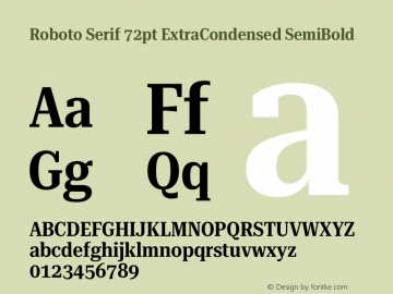 Roboto Serif 72pt ExtraCondensed SemiBold Version 1.007图片样张