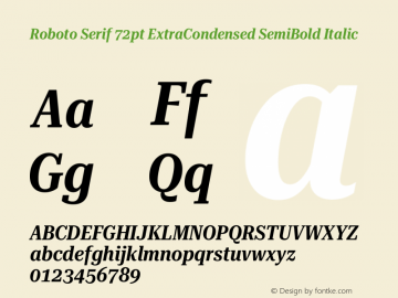 Roboto Serif 72pt ExtraCondensed SemiBold Italic Version 1.007图片样张