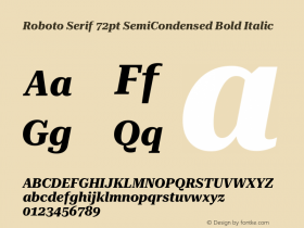 Roboto Serif 72pt SemiCondensed Bold Italic Version 1.007图片样张