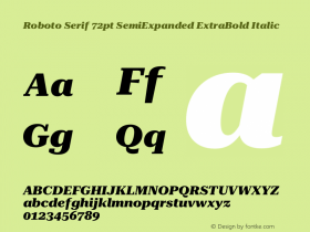 Roboto Serif 72pt SemiExpanded ExtraBold Italic Version 1.007图片样张