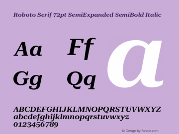 Roboto Serif 72pt SemiExpanded SemiBold Italic Version 1.007图片样张