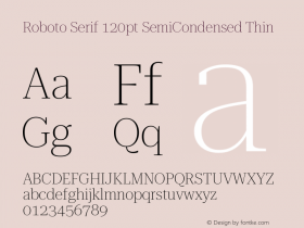 Roboto Serif 120pt SemiCondensed Thin Version 1.007图片样张