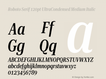 Roboto Serif 120pt UltraCondensed Medium Italic Version 1.007图片样张