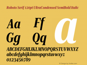 Roboto Serif 120pt UltraCondensed SemiBold Italic Version 1.007图片样张