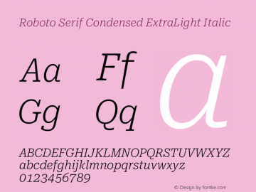 Roboto Serif Condensed ExtraLight Italic Version 1.007图片样张