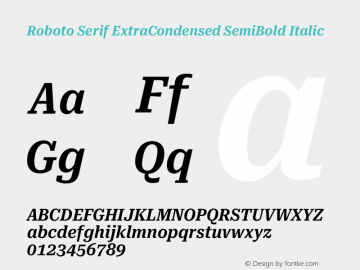 Roboto Serif ExtraCondensed SemiBold Italic Version 1.007图片样张