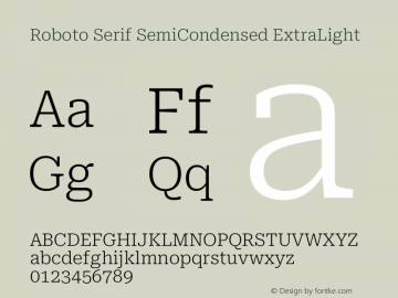 Roboto Serif SemiCondensed ExtraLight Version 1.007图片样张