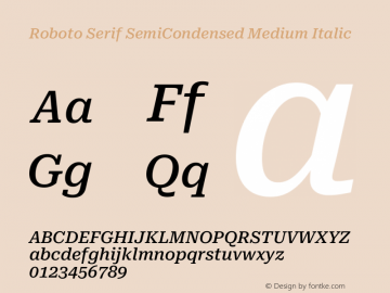 Roboto Serif SemiCondensed Medium Italic Version 1.007图片样张