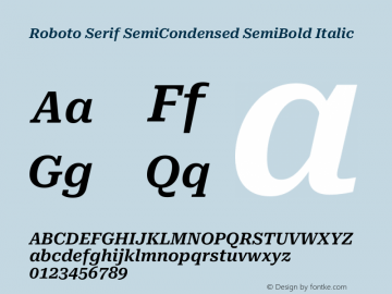 Roboto Serif SemiCondensed SemiBold Italic Version 1.007图片样张