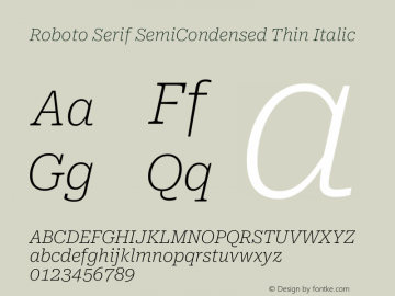 Roboto Serif SemiCondensed Thin Italic Version 1.007图片样张