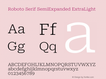 Roboto Serif SemiExpanded ExtraLight Version 1.007图片样张
