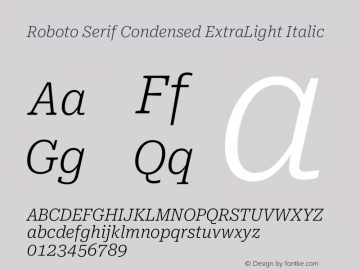 Roboto Serif Condensed ExtraLight Italic Version 1.007图片样张
