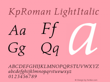 KpRoman-LightItalic Version 0.43图片样张