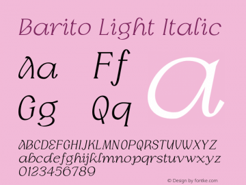 Barito Light Italic Version 1.000图片样张