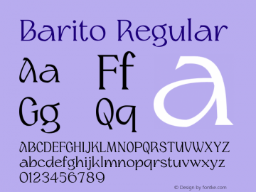 Barito Regular Version 1.000;hotconv 1.0.109;makeotfexe 2.5.65596图片样张